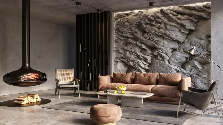 Living Room · Stone Wall — SmartWorld The Edition, Sector 66 Gurugram